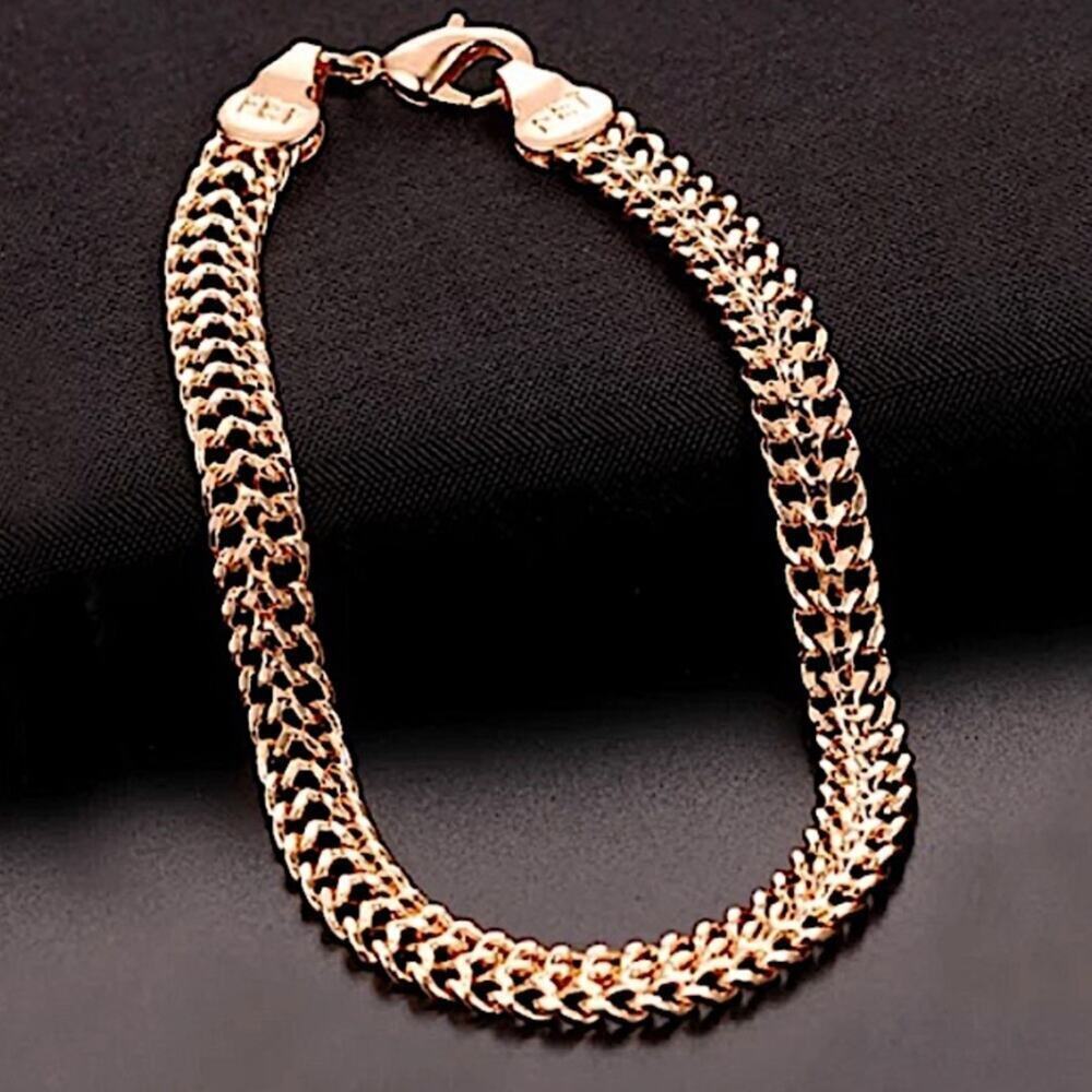 Rose Gold Double Weaving Chain Link Bracelet